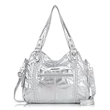 Angel Barcelo Large Purses for Women Soft Crossbody Purses and Handbags Shoulder Bag Silver