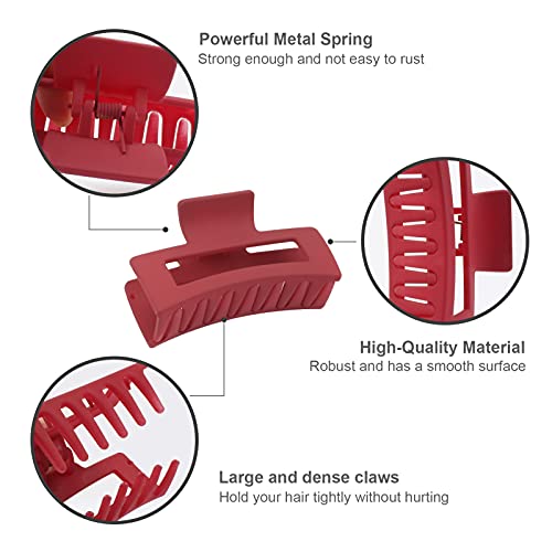 Yeepsys Hair Claw Clips, Hair Accessories For Women And Girls Thin Hair, Strong Hold Hair Clip (3.5 Inch, Matte Light Green+ Red) #TOP2