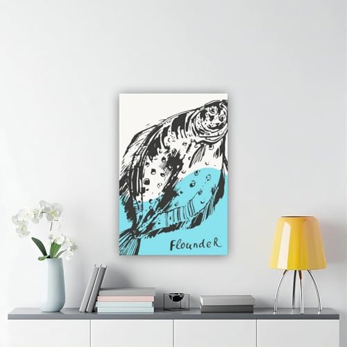 Flunder-Druck, Leinwand-Poster, Wandkunst, Dekordruck, Bild Gemälde für Wohnzimmer, Schlafzimmer, Dekoration, 20 x 30 cm