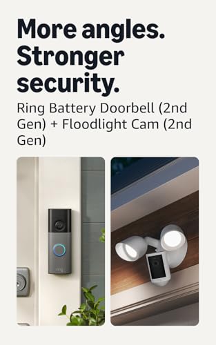 Image of Ring Battery Doorbell (newest model), Speckled Gray with Floodlight Cam, Wired (newest model), White