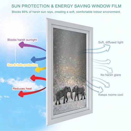 Película decorativa opaca para ventana elefantes grises 29.5x78.7 in miniatura 5