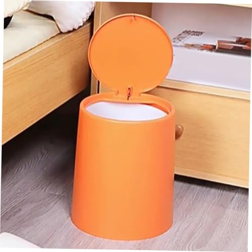 Caneca de basura rectangular naranja con tapa pulsante miniatura 4