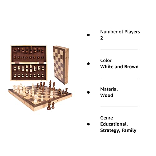 Kangaroo - Best Folding Wooden Chess Board Set With Magnetic Closure I With Storage For Pieces I Portable Felt Interior - For Adults & Kids | 15.5 Inches #TOP5