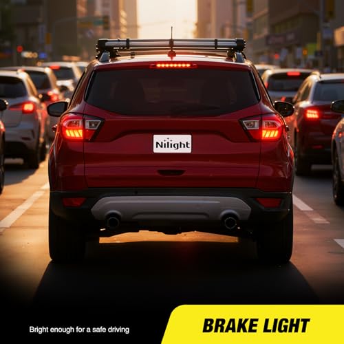 Image of Nilight Third Brake Light Tail High Mount 3rd Stop Lights Red Lens Compatible with Ford Escape 2013 2014 2015 2016 2017 2018 Van SUV Rear Center Cab Lamp