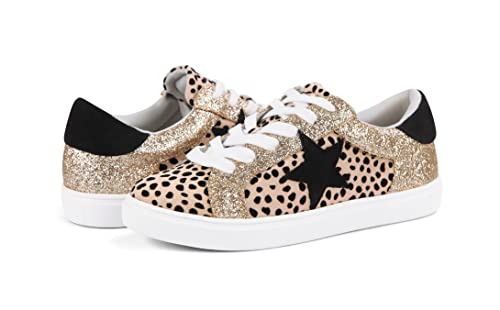 Image of PARTY Women's Dressy Fashion Star Sneakers Lace-Up Low Top Comfortable Cushioned Walking Shoes
