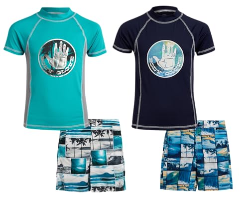 Image of Body Glove Boys Swim Set - 4 Piece UPF 50+ Swim Trunks and Rash Guard for Boys Kids Swimwear Set (Sizes: 4-12)