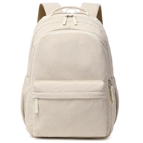 Sac à dos en velours côtelé beige pour fille et adolescente en primaire