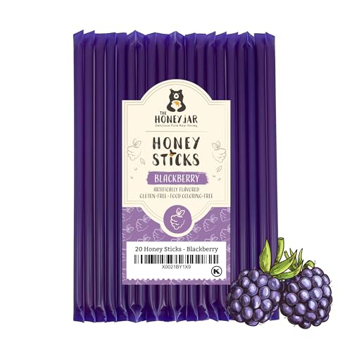 The Honey Jar Blackberry Flavored Honey Sticks - Pure Honey Straws For Tea, Coffee, or a Healthy Treat - One Teaspoon of Flav