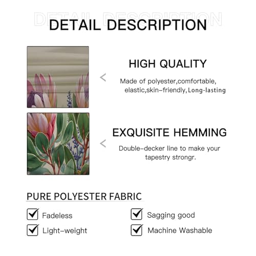 Tapiz de pared de protea rosa para decorar el dormitorio o usar como funda de sofá, 150x130cm 6