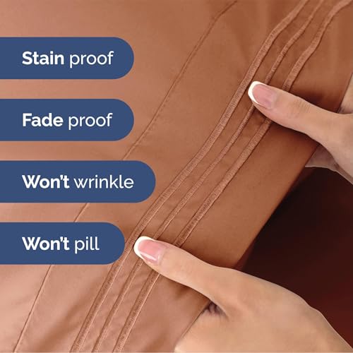 Image of Queen Size 4 Piece Sheet Set - Ultra Soft & Cooling Bed Sheets - Warm Peach | Fits 8 Inch to 16 inch Mattress, Wrinkle Free & Fade Resistant with Deep Pockets, Breathable, Comfy Hotel Luxury Bedding