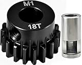 Fraizoe RC 18T M1 8mm Steel Pinion Gear with 8mm to 5mm Adapter Shaft for Traxxas 1/5 X-MAXX 1/10 RC Car Buggy Truck, Available in 14T to 30T Mod 1 Motor Gear for Enhanced Performance and Durability