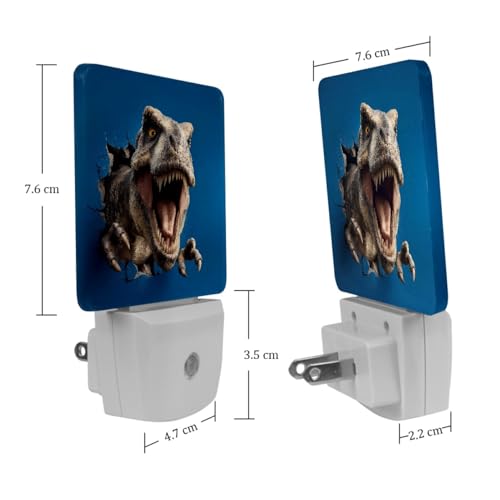 Image of NEWzone 3D Dinosaur Night Light [2 Pack], Plug in Wall Led Night Lights Decor for Boys Girls Room, Dusk to Dawn Sensor Wall Lamp for Stairway /Bedroom /Kitchen /Nursery Room
