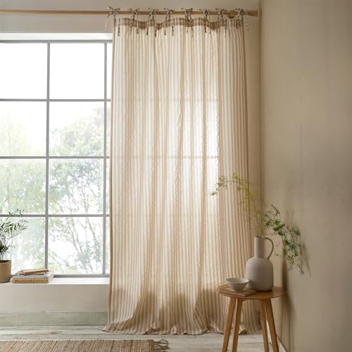 Pineapple Elephant Zanzibar Woven Stripe 140x229cm Voile Curtain Panel Natural