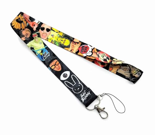 King of Latin Trap Bunny Singer Puerto Rican Rapper Third Eye Music Musical Artist 17.7" Neck Lanyard Keychain Holder ID Badge Mobile Phone Pin Strap by Pinstant