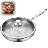 Quenta Generisch Kovali Titan Bratpfanne – Gehämmerte Titan Pro Pfanne mit Deckel, Antihaft, Kratzfest, Edelstahl-Alternative, Spülmaschinenfest, Für Gas/Induktion/Elektro, 26/28/30 cm (L-Mit Deckel)