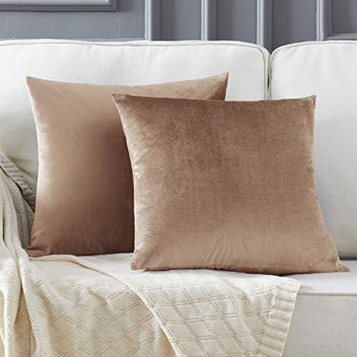 GIGIZAZA Gold Cushion Covers 60cm x 60cm Velvet Decorative Square Throw Pillowcases for Bedroom Sofa Living Room 24x24 Inches 2 Pack
