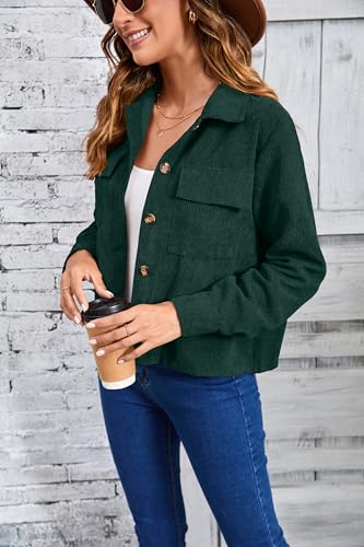 TASAMO Womens Fashion Cropped Shackets Corduroy Button Down Crop Jackets Tops Long Sleeve Shirts Trendy 20253