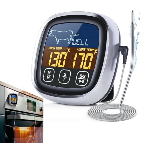 Termómetro De Alimentos - Dispositivo Digital De Medición,Medidor de Temperatura Impermeable para Hornear - para Carne a la Parrilla Horno Barbacoa en el Hogar Filete Pollo Asado