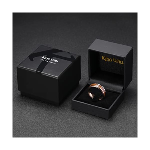 King Will Nature Tungsten Carbide Wedding Ring 8mm Koa Wood Inlay Rose Gold High Polished Comfort Fit 10 - Image 7
