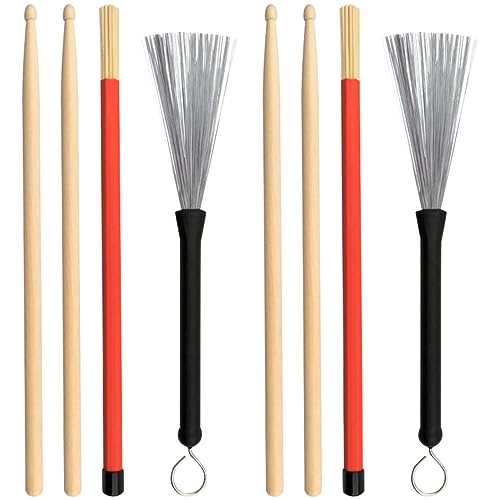 Juego de baquetas y cepillos para batería de maple miniatura 1