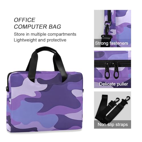 Funda para laptop 15.6" morado camuflaje con asa y correa miniatura 6