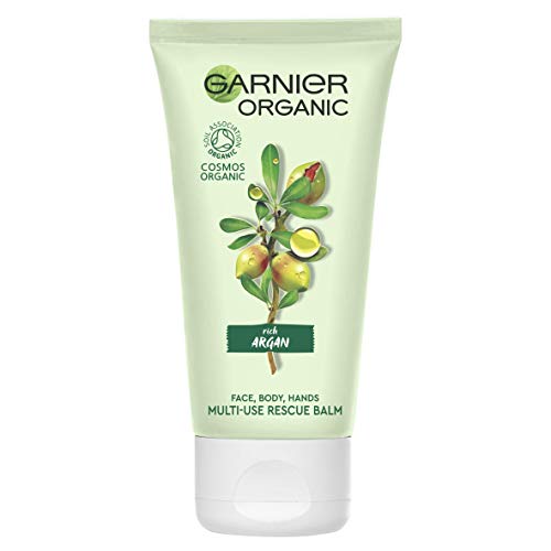 Garnier Organic Argan Multi Use Rescue Balm for Face, Body and Hands, Instantly Nourishes and Soothes Dry Hands & Dry Patches 50 ml