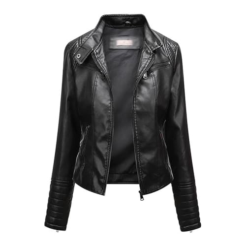 Lightweight Jackets Womens Oversized Faux Leather Jacket Moto Biker Motorcycle Coat Fall Fashion Outfits Clothes 2024 Black