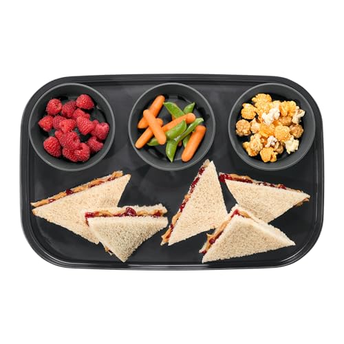 madesmart dipware 3 Bowl Serving Tray, Stackable & Removable Dip Bowls for Charcuterie, Guacomole, Snacks, Veggies, Premium Dishwasher & Microwave Safe, Multipurpose Plate & Bowl, Carbon by madesmart - Image 3