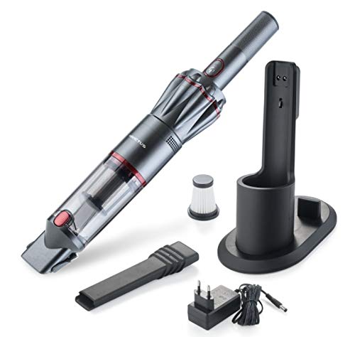 Genius A28178 Invictus One Deluxe Set 9-delig antraciet handstofzuiger met maximale kracht in handformaat zakloze en draadloze accu handstofzuiger 90 Watt BLDC motor + accessoires, PP, roestvrij staal