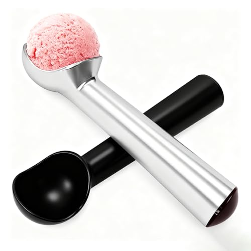 2 Pack Ice Cream Scoops with Comfortable Handle - Professional Ice Cream Scoops for Gelato, Sorbet, Cookie Dough, Melon and Frozen Yogurt