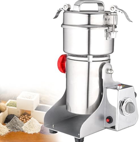Commercial Electric Grain Mill Grinder - Stainless Steel Flour Mill for Nuts, Wheat, Corn - High-Efficiency Pulverizer Grinding Machine for Home & Kitchen Use