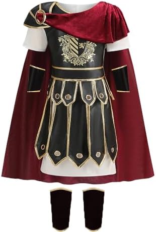 yolsun Boys Roman Warrior 4Pcs Outfit Kids Medieval Knight Cosplay Costume for Stage Performance
