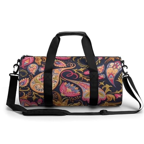 Sac de sport gym paisley orange : duffel bag anti-encombrement pour voyage et camping
