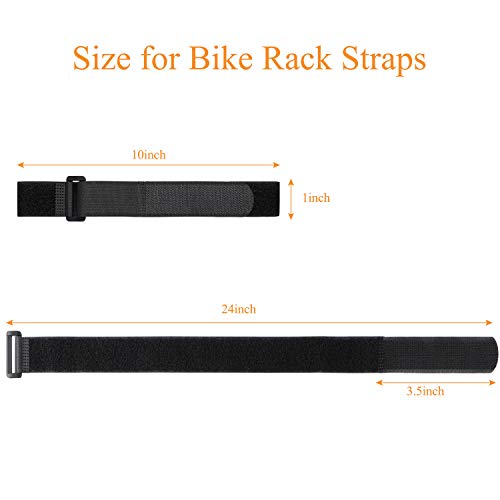 LACE INN 4-Pack Adjustable Bike Straps for Rack Wheel Stabilizer, Reusable Bicycle Velcro Tie Down Stretch Straps Replacement, 1 Inch Wide Velcro Straps to Keep The Bicycle Wheel from Spinning