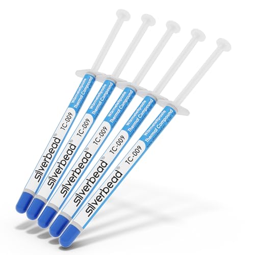 Silverbead Pasta térmica [5 piezas] pasta térmica de alto rendimiento TC-009, para todos los enfriadores de CPU PC GPU LED SMD IC disipador de calor refrigeración por agua portátil y portátil PS4