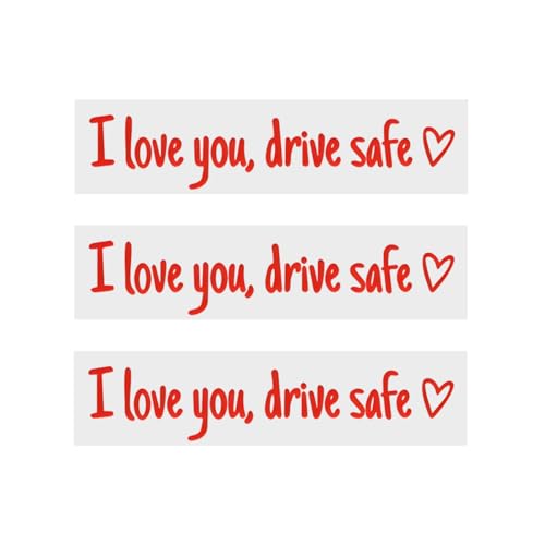 Image of Wevdn 3 PCS I Love You Drive Safe Sticker, Funny Waterproof Car Rearview Mirror Decal with Heart, Self Affirmations Sticker with Drive Safe Letters for Car Window Bumper Women Gift (Red)