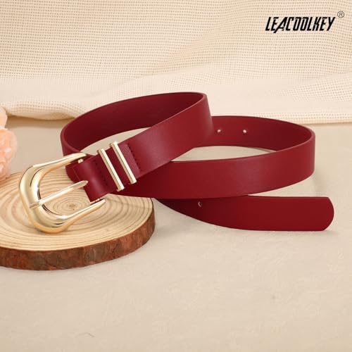 LEACOOLKEY Women's Fashion Leather Belt Ladies Casual Formal Waist Belts for Jeans Dress Pants2