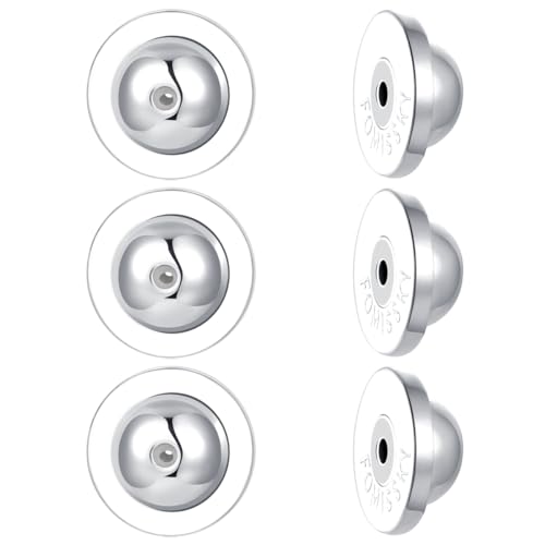 Fomissky-sisa Dics Flat Earring Backs, 6 pcs Locking Earring Backs Replacements, White Gold Plated Earring Backs for Studs, 3 Silver - Dia. 8MM, EB17a