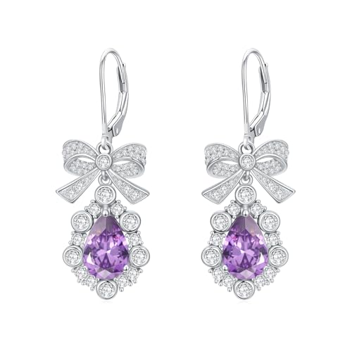 Boucles d'oreilles pendantes améthyste 925 argent massif violette