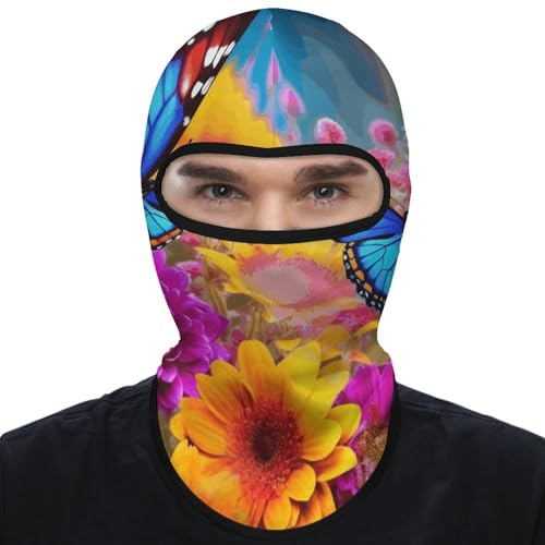 Balaclava para hombre, máscara para esquí y ciclismo, con diseño de mariposa y flores, cubreboca y cuello para invierno miniatura 7