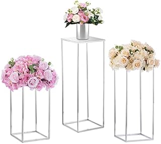 Nuptio Gold Vase for Wedding Centrepieces - 2 Pcs 80cm Tall Metal Flower Vases Flowers Stand for Party Tables Decorations Elegant Bulk Weddings Centerpieces Table Geometric Column Display Stand