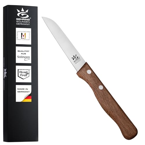 Solingen Look Gemüsemesser I 8 cm Klingenlänge I rostfreier Edelstahl I ergonomischer Buchenholzgriff I Schälmesser I Küchenmesser I Made in Germany Solingen Look Gemüsemesser I 8 cm Klingenlänge I rostfreier Edelstahl I ergonomischer Buchenholzgriff I Schälmesser I Küchenmesser I Made in Germany
