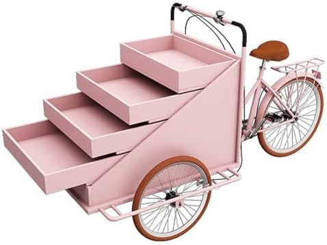 Portable Food Cart Tricycle, Three-Wheel Vending Cart with 4-Layer Display, Mobile Snack Stall with Outdoor Sunshade for Commercial Use, Market & Event Catering