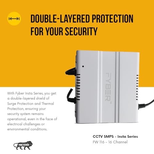 Image of FYBER Smps CCTV Camera 16 Channel Insta Series Suitable for HD IP Dome and Bullet Surveillance Camera Provide Stable Power Four Cameras from a Single Output