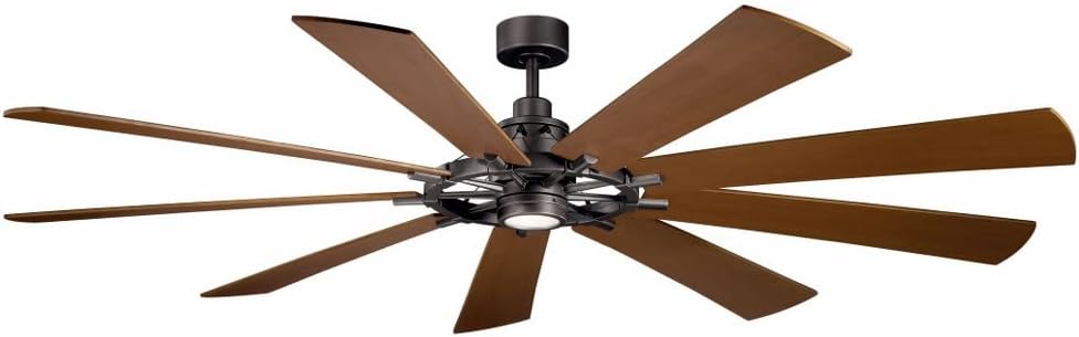 Kichler Gentry 85” Ceiling Fan with LED Light in Anvil Iron, Oversized Indoor Ceiling Fan with Lights, 300285AVI