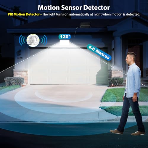 Giliwosy Luci Solari Da Giardino, Faretto Led Da Esterno Solare Con Sensore Di Movimento, Luce Solare Led Esterno Con 4 Modes 8500K IP65 Impermeabile, 1 Pezzo - 3