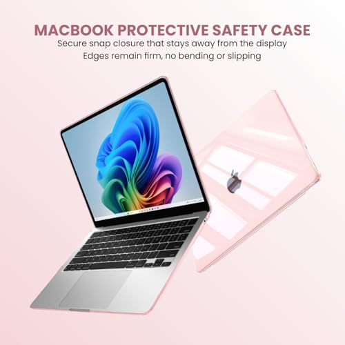 Image of Dyazo Slim Laptop Case Compatible for (2022-2026) MacBook Air 13.6 Inch M2 M3 M4 M5 A2681 A3113 A3240 A3449 | Protective Hard Shell Laptop Cover with Touch ID, Scratch Resistant & Glossy Finish (Pink)