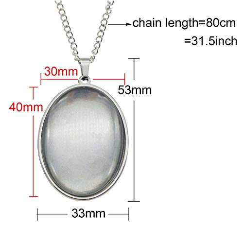 Julie Wang 10 Sets Stainless Steel Bezel Tray Blank Pendant With Glass Cabochons And Chain For Resin Photo Jewelry Necklace Making Oval 40X30Mm #TOP1