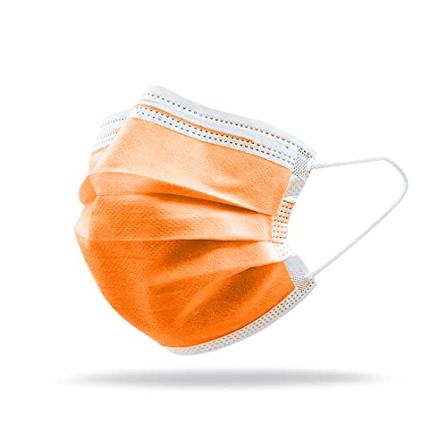 S&S MEDICAL mascarillas quirúrgicas con certificación CE 99% de protección dispositivo MÉDICO MADE IN ITALY negro azul claro suave confortable sin olor mascarilla quirúrgica (Adulto, Naranja)