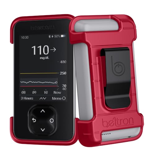 BELTRON Protective Case for Dexcom G7 Receiver with Built-in Metal Belt Clip (Strong & Durable Case Designed to Protect Dexcom G7 Receiver/Display Device) (Red)